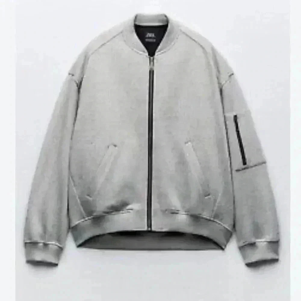 Zara Gray Bomber Jacket